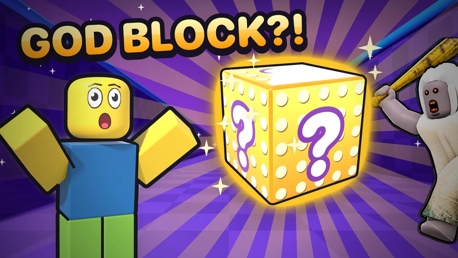 Visuel « God block?! » avec un Lucky Block doré